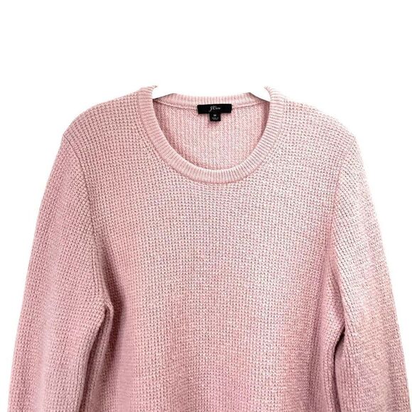 J. Crew High-low waffle sweater in Supersoft yarn Sz M pink - Picture 2 of 5
